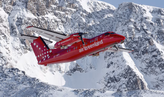 web expeditions greenland An Air Greenland Dash-8 taking off from Kulusuk in East Greenland